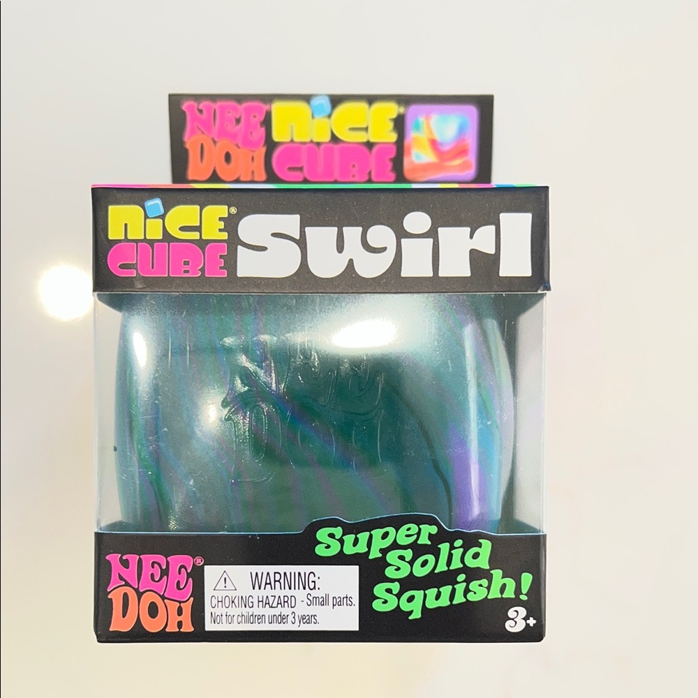 NeeDoh Nice Cube Swirl Super Solid Squish - Iridescent Teal